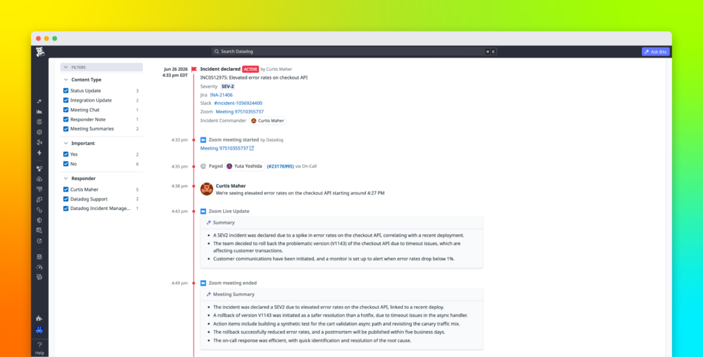 Accelerate investigations with AI in Datadog Incident Response
