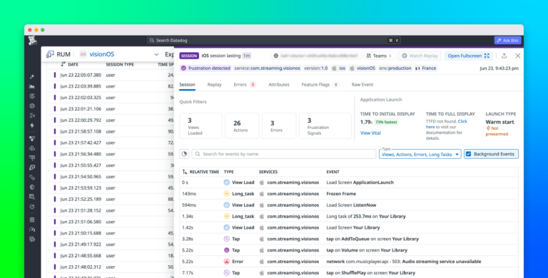 Monitor watchOS and visionOS apps with Datadog RUM