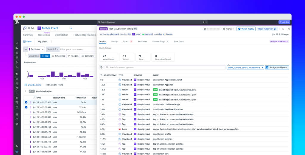 Monitor your .NET MAUI apps with Datadog RUM