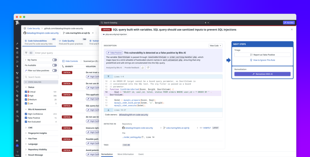 Reduce SAST false positives with agentic evaluation and Bits Memories