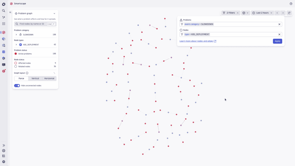 Screenshot:  it shows how you can adhoc filter Smartscape views.