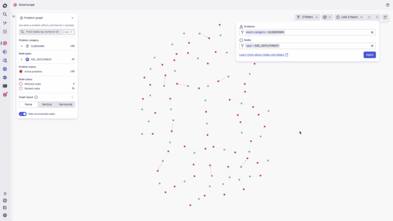 Screenshot:  it shows how you can adhoc filter Smartscape views.