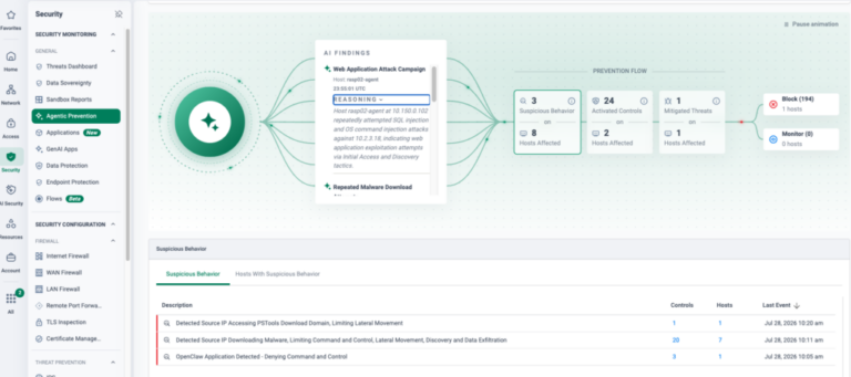 Figure 1: Agentic Threat Prevention in the Cato Management Application